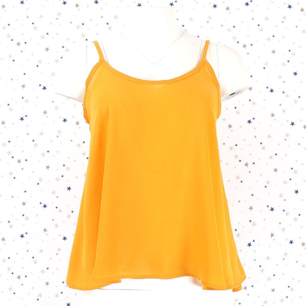 Chiffon Blouse Cami Tank Top Mustard